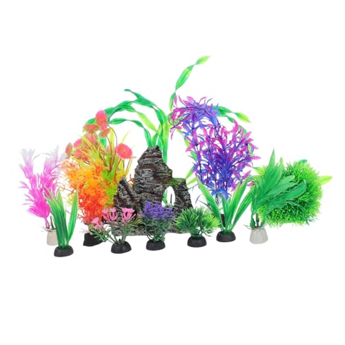 Ipetboom 13stücke Wasserpflanzen Aquarium Dekoration Set Mit Kunststoffpflanzen Und Aquarien Felsen Für Kleine Und Große Aquarien Zubehör von Ipetboom