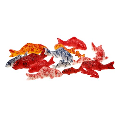 Ipetboom 15 Stück Teiliges Miniatur Fisch aus Resin Realistische Koi Figuren für Aquarium und Tischdekoration Langlebige Kleine Fischstatuen für Garten Mikrolandschaften und Puppenhäuser von Ipetboom