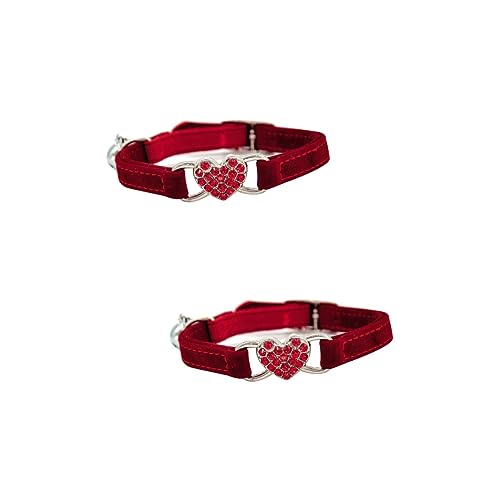 Ipetboom 2 STK Welpenhalsband Gothic-Halskette Gothic-Kragen mit Herz Gothic-Herz-Halsband Halsband für Welpen Katzenkette aus Strass verstellbares Katzenhalsband Bohren Glocke Katze von Ipetboom