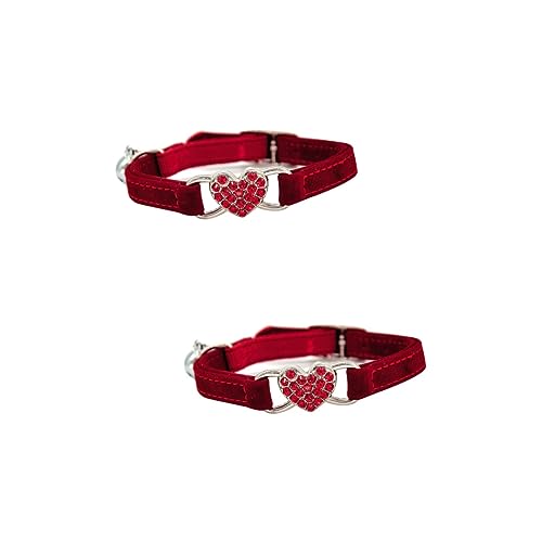 Ipetboom 2 Stück Halsband Herz Katzenhalsband Mit Verstellbarer Kette Strass Und Glöckchen Für Den Außenbereich von Ipetboom