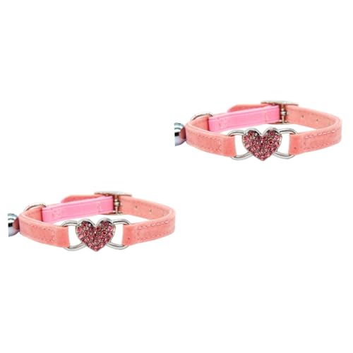 Ipetboom 2 Stück Einzigartiges Katzenhalsband in Herzform Mit Glänzenden Strasssteinen Glocke Für Katzen von Ipetboom