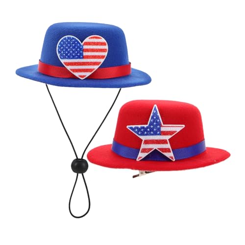 Ipetboom 2 Stück Dekorativer Hut Zum Unabhängigkeitstag Der Usa Für Haustiere, Amerikanische Flagge, Party-Kopfbedeckung, Wiederverwendbar, Haustier-Cosplay-kostüm, Hut Für Patriotische von Ipetboom