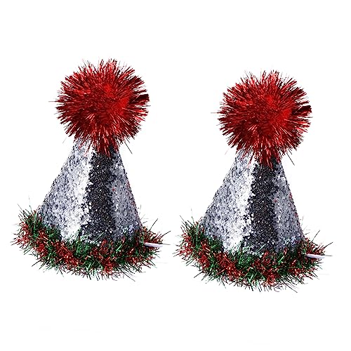Ipetboom 2 Stück Weiche Bequeme Haustier Weihnachtsmütze Sanft zur Haut Einfach Anzuziehen Weiches Material Festliche Deko für Hunde und Katzen für Fotos und Weihnachtsfeiern von Ipetboom