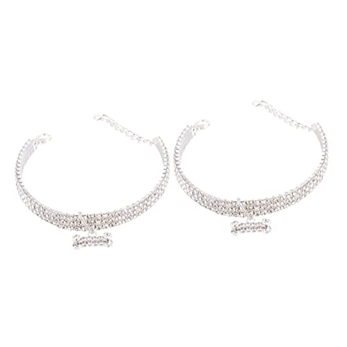Ipetboom 2 Stück Luxus Kristall Hundehalsband Mini Form Strass Haustier Halskette Verstellbare Schnalle Kette Für Haustierbedarf von Ipetboom