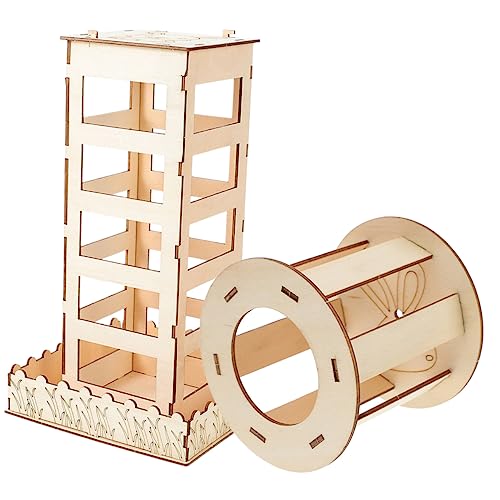 2St Hasengrasständer Hasen Heuraufe Hasen Heuhalter Hasenfressgestell meerschweinchen futterautomat aus Holz Werkzeug Häschen-Feeder Holzbehälter kleines Haustier Spender Bauholz von Ipetboom