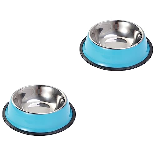 Ipetboom 2 Stücke Hund Wasser Schüssel Edelstahl 18cm Hundefutter Schüssel rutschfeste Basis Pet Zubehör von Ipetboom