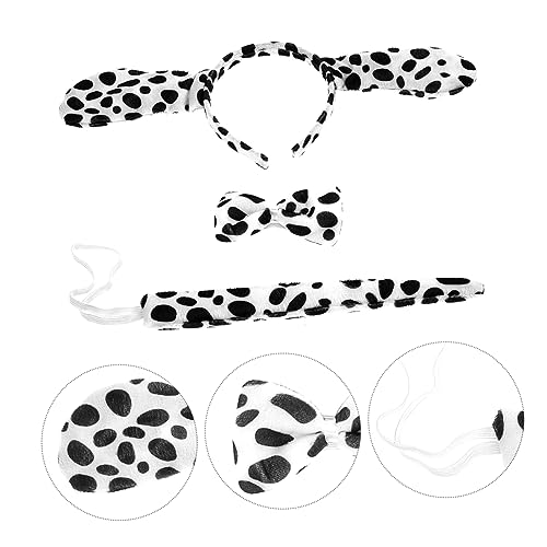 Ipetboom 3 Sätze Spot Hundeset Set Dalmatinische Hundeohren enthalten Hundeohren Kostüm Hündchenohren Stirnband Welpenohren Bogen Halloween Kostümzubehör Hund kostüm zubehör Hundezubehör von Ipetboom