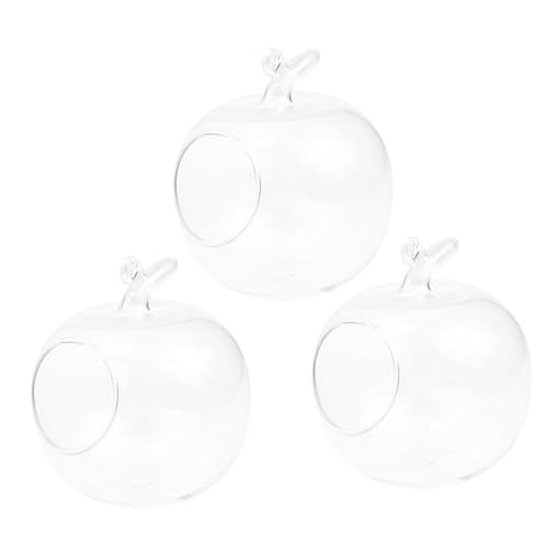 Ipetboom 3 Stück Apfelförmige Hydrokulturflaschen Aus, 10 cm, Transparent, Mikro-landschaftspflanzgefäß, Tisch-ökosystem-flaschenpflanzgefäß Für Zuhause, Büro, Tischdekoration von Ipetboom