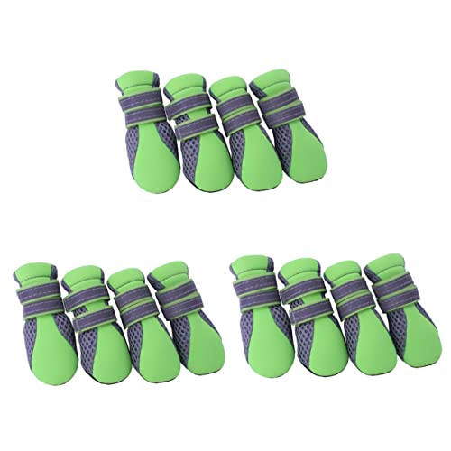 Ipetboom 3 Stück Hundeschuhe Größe XL Haustier Hundestiefel Mesh Und rutschfeste Sohle Grün Für Hunde Welpen von Ipetboom