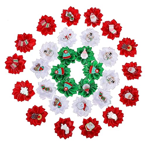 Ipetboom 30 Stück Weihnachtlicher Hundekopfschmuck Haarschleifen für Hunde Weiblich Weihnachtsdeko Hundehaarschleifen Weihnachtsschmuck für Haustiere Welpenzubehör Yorkshire Stoff Haarschmuck von Ipetboom