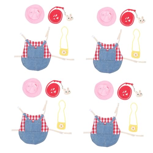 Ipetboom 4 Sets Entzückendes Outfit Mit Hut Und Hasenkleidungsstück Mit Seilgitter-Aufdruck Für Haustiere Ipetboom 4 Sets Entzückendes Outfit Mit Hut Und Hasenkleidungsstück Mit Seilgitter-Aufdruck Für Haustiere von Ipetboom