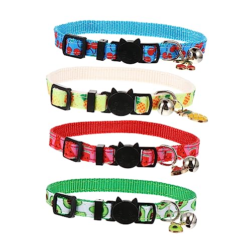 Ipetboom Haustierhalskette 4-teiliges Katzenhalsband-Set Glocke Verstellbare Haustierhalsbänder Bequemes Polyester für Katzen von Ipetboom