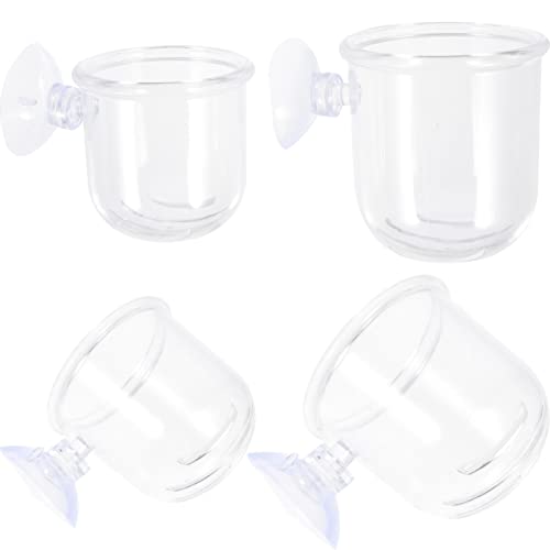 Ipetboom 4-Teiliger Aquariumglas-Fütterungskegelbecher mit Saugpflanzenbecher Artemia Live Red Worm Fish Feeder für Aquarien Aquarium Big Fish Bowl von Ipetboom