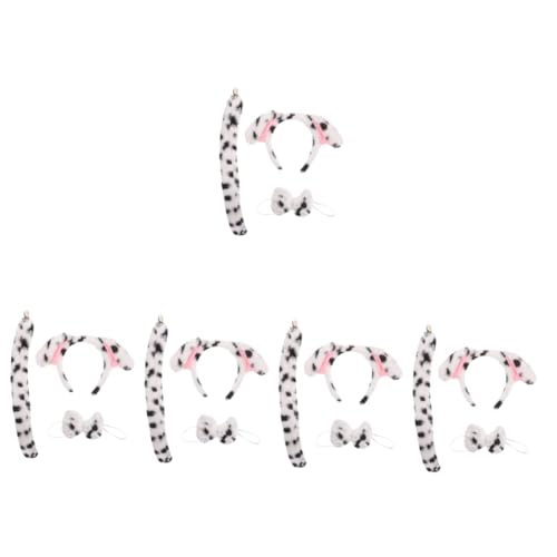 Ipetboom 5 Sätze Pudding -Hund -Stirnband -Set Für Ohr Zubehör Haarband Schwanzprop Tier Stirnband Fliege Flauschiges Tierkostüm Cosplay-hundekostüm Plüsch von Ipetboom