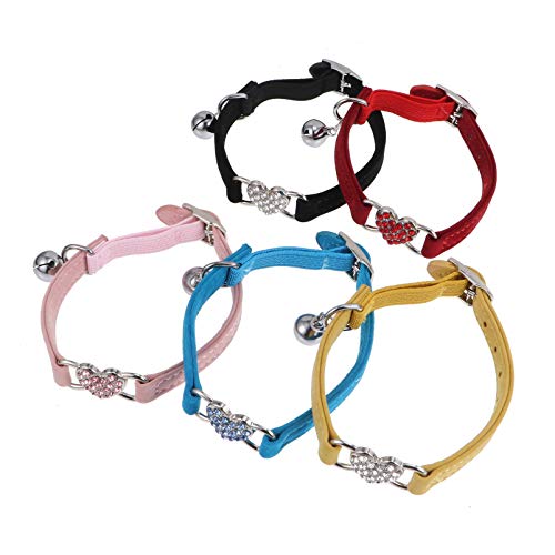 Ipetboom 5 Stücke Katze Kätzchen Kragen Glocke Liebe Herz Strass Einstellbare Haustier Ipetboom 5 Stücke Katze Kätzchen Kragen Glocke Liebe Herz Strass Einstellbare Haustier von Ipetboom