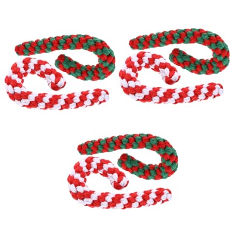 Ipetboom 6 STK Weihnachten Baumwoll Seil Krücken Beißspielzeug für Welpen Urlaub Hundespielzeug Spielzeuge Bissfestes Spielzeug für Haustiere Krücken Design Hundespielzeug Hündchen Knoten von Ipetboom
