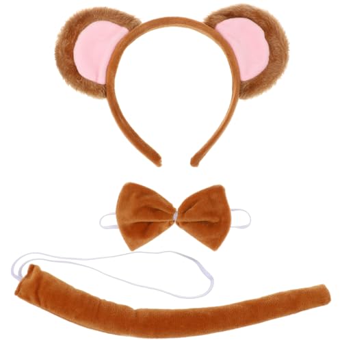Ipetboom 1satz Affen-Kopfbedeckung Mit Fliege Und Für Halloween-Party Cosplay-kostümzubehör Tierische Haaraccessoires Für Erwachsene von Ipetboom