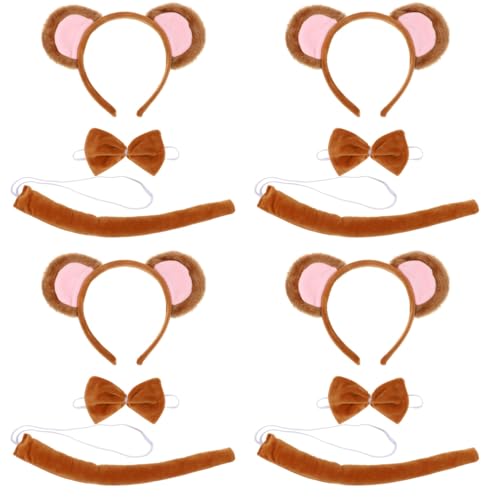 Ipetboom 4sätze Cosplay Kostüm Mit Affenohren Und Fliege Lustige Karnevals Und Partyaccessoires Für Erwachsene Für Halloween Und Mottopartys von Ipetboom