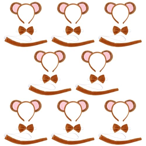 Ipetboom Affenkostüm-Set: 8 Sets Affen-Design Stirnband Fliege Cosplay-Kostüm Tierohren Schleife -Set Partyzubehör Affenkostüm Erwachsene Tierkostüme Kostümparty Ipetboom Affenkostüm-Set: 8 Sets Affen-Design Stirnband Fliege Cosplay-Kostüm Tierohren Schleife -Set Partyzubehör Affenkostüm Erwachsene Tierkostüme Kostümparty von Ipetboom