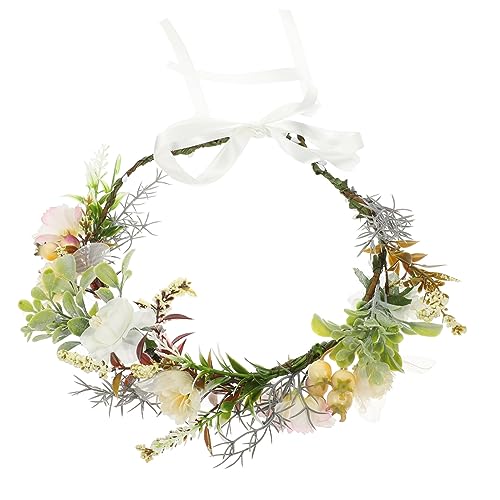 Ipetboom Hund Hochzeit Blumenhalsband Zubehör für Hundekostüme Hochzeitswelpenkranz mit Girlande Hochzeitsdekorationen Blumenhalsband für Haustiere zartes Hundehalsband Böhmen Kopfbedeckung von Ipetboom