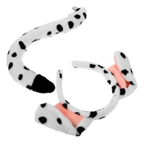 Ipetboom Geflecktes Hundekostüm Set mit Süßem Hundeohren Haarreif und Leichter Bequemer Tier Accessoire für Halloween Kostümpartys Rollenspiele und Geburtstagsfeiern von Ipetboom