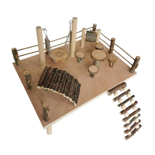 Ipetboom Kletterleiter Aus Holz für Hamster Haustierspielzeug Vogelleiter Kletterspielzeug Abenteuer-spielset von Ipetboom