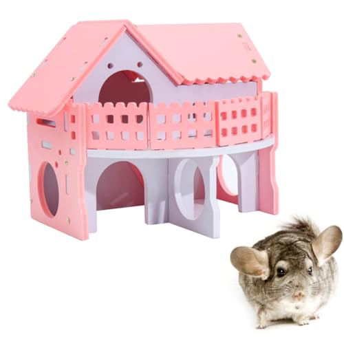 Ipetboom Guinea-Bett Kletterhaus für kleine Haustiere Hamsterhaus Haustierzubehör Spielzeuge Leiter Hamsterbett Haustier schlafhaus Klettern Meerschweinchen Geschirr Hölzern Rosa Rattenhaus von Ipetboom