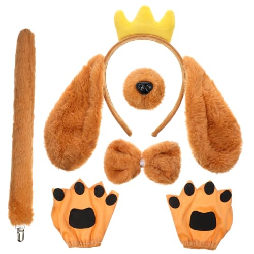 Ipetboom Hundekostüm Zubehör Set Tier Ohren Stirnband Fake Realistische Hundekostüm Requisiten für Kostümpartys Foto Booth und Kreative Anlässe von Ipetboom