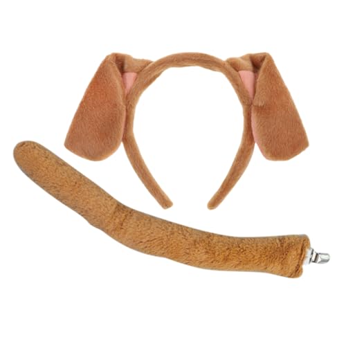 Ipetboom Niedliches Welpen Kostümset mit Weichem Stoff Hundeschwanz und Ohr Stirnband Langlebige Tier Requisiten für Bühne Cosplay Geburtstagsfeiern und Fasching Vielseitige Tierkostüm Deko von Ipetboom
