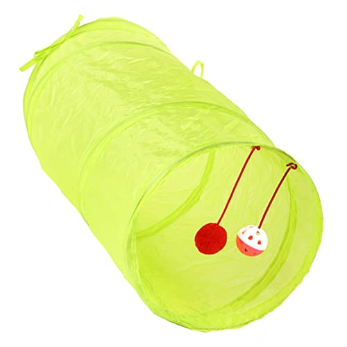 Ipetboom Faltbarer Katzentunnel Katzenspielplattform Haustierzubehör Fluoreszierendes Grün Langlebiges Polyester von Ipetboom