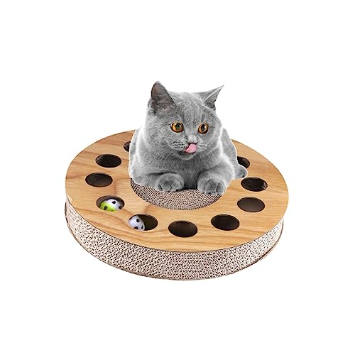 Ipetboom Katzenspielzeug Katzen Pfote Katzenkratzer Kratzen rund Haustier Katzenkratzbrett Spielzeuge Katze kratzt mit Ball Spielzeug aus Wellpappe dribbeln Katze Fangball Wellpapier von Ipetboom