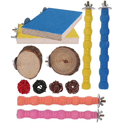 Ipetboom Wooden Toys Vogel-Barschständer-Spielzeug: - -Barschständer- Pfotenschleifstab Für Wellensittiche Sittiche Nymphensittiche Sittiche Käfigzubehör Übungsspielzeug Wooden Toys Knetspielzeug von Ipetboom