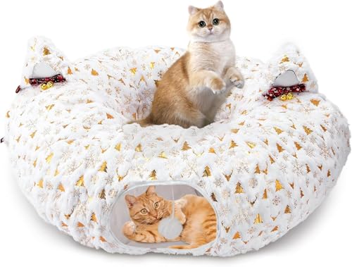 Iptienda Katzentunnel, Katzenspielzeug für Indoor-Katzen mit Katzenbett, Faltbar Katzentunnel Katzenhöhle Katzen Donut mit Spielball und Kleinen Glocken Iptienda Katzentunnel, Katzenspielzeug für Indoor-Katzen mit Katzenbett, Faltbar Katzentunnel Katzenhöhle Katzen Donut mit Spielball und Kleinen Glocken von Iptienda