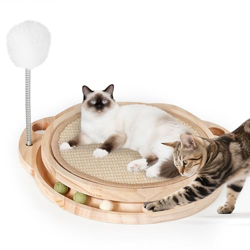 Iptienda Kratzbrett,Katzenkratzer aus Natürliche Sisal,3-in-1 Katzenspielzeug mit Katzenminzballen und Plüsenkugeln,Interaktives Katzenspielzeug Kratzpads Kratzbretter Katze Zur Ruhe und zum Spielen Iptienda Kratzbrett,Katzenkratzer aus Natürliche Sisal,3-in-1 Katzenspielzeug mit Katzenminzballen und Plüsenkugeln,Interaktives Katzenspielzeug Kratzpads Kratzbretter Katze Zur Ruhe und zum Spielen von Iptienda