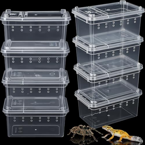 Irenare Reptilien-Zuchtbox aus Kunststoff, Spinnen, Terrarium, Vogelspinne, Futterbox für Bartagamen, Eidechsen, Spinne, Gecko, Skorpion, Belüftungslöcher, 10 x 7 x 7 cm, 8 Stück von Irenare