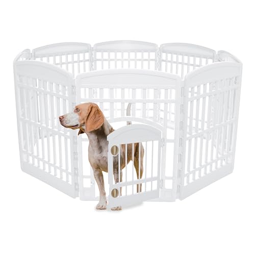 Iris Ohyama Welpenauslauf mit 8 Paneelen und abschließbarer Tür, H90cm, Weiß, Katzengehege, Hundebox, Für Outdoor, Indoor, Welpenlaufstall, Hundezaun, Welpenzaun, Laufstall Hund, CI-908 Iris Ohyama Welpenauslauf mit 8 Paneelen und abschließbarer Tür, H90cm, Weiß, Katzengehege, Hundebox, Für Outdoor, Indoor, Welpenlaufstall, Hundezaun, Welpenzaun, Laufstall Hund, CI-908 von Iris Ohyama