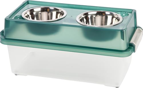 Iris Ohyama, Erhöhtes Futterstation mit Kunststoff-Box, 18L, Grün, Erhöhte Futterstation für Hunde, Katzen, mit Doppelnapf, Wasser, Futter, Clips, Stabil, Trockenfutter-Aufbewahrung, BPA-frei, FS-M Iris Ohyama, Erhöhtes Futterstation mit Kunststoff-Box, 18L, Grün, Erhöhte Futterstation für Hunde, Katzen, mit Doppelnapf, Wasser, Futter, Clips, Stabil, Trockenfutter-Aufbewahrung, BPA-frei, FS-M von Iris Ohyama