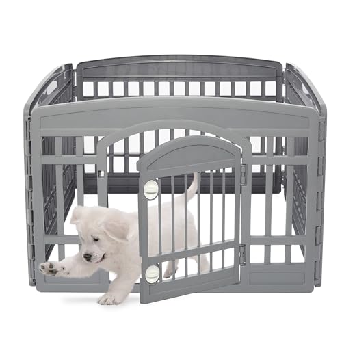 Iris Ohyama Welpenauslauf mit 4 Panelen und abschließbarer Tür, H60cm, Grau, Katzengehege, Hundebox, Für Outdoor, Indoor, Welpenlaufstall, Hundezaun, Welpenzaun, Laufstall Hund, CI-604E WD Iris Ohyama Welpenauslauf mit 4 Panelen und abschließbarer Tür, H60cm, Grau, Katzengehege, Hundebox, Für Outdoor, Indoor, Welpenlaufstall, Hundezaun, Welpenzaun, Laufstall Hund, CI-604E WD von Iris Ohyama