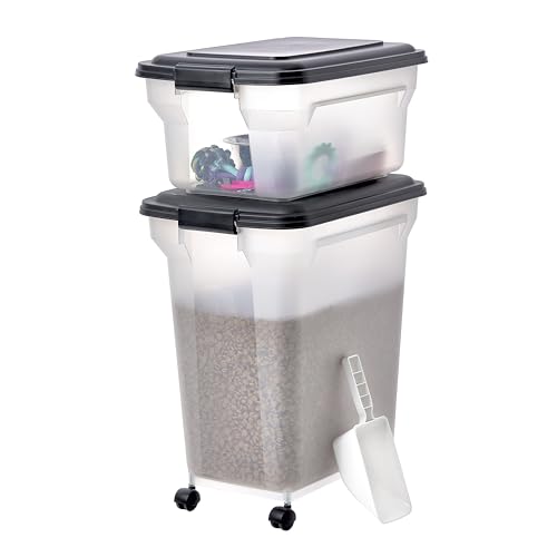 Iris Ohyama Hundefutter Aufbewahrung mit Rollen, 45L+20L, Schwarz, Luftdichte Futterbox, Trockenfutter, Futterbehälter, Für Hunde, Katzen, Tierfutterbehälter, Schaufel, BPA-frei, Futtertonne, ATS-C Iris Ohyama Hundefutter Aufbewahrung mit Rollen, 45L+20L, Schwarz, Luftdichte Futterbox, Trockenfutter, Futterbehälter, Für Hunde, Katzen, Tierfutterbehälter, Schaufel, BPA-frei, Futtertonne, ATS-C von Iris Ohyama