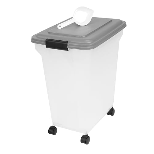 Iris Ohyama Hundefutter Aufbewahrung mit Rollen, 45L/15kg, Grau, Luftdichte Futterbox, Trockenfutter, Futterbehälter, Für Hunde, Katzen, Tierfutterbehälter, Schaufel, BPA-frei, Futtertonne, ATS-L Iris Ohyama Hundefutter Aufbewahrung mit Rollen, 45L/15kg, Grau, Luftdichte Futterbox, Trockenfutter, Futterbehälter, Für Hunde, Katzen, Tierfutterbehälter, Schaufel, BPA-frei, Futtertonne, ATS-L von Iris Ohyama