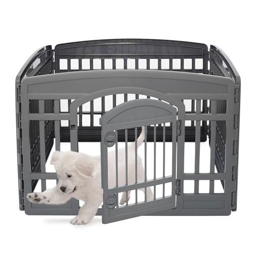 Iris Ohyama Welpenauslauf mit 4 Paneelen und abschließbarer Tür, H60cm, Öko Grau, Katzengehege, Hundebox, Für Outdoor, Indoor, Welpenlaufstall, Hundezaun, Welpenzaun, Laufstall Hund, CI-604E WD Iris Ohyama Welpenauslauf mit 4 Paneelen und abschließbarer Tür, H60cm, Öko Grau, Katzengehege, Hundebox, Für Outdoor, Indoor, Welpenlaufstall, Hundezaun, Welpenzaun, Laufstall Hund, CI-604E WD von Iris Ohyama