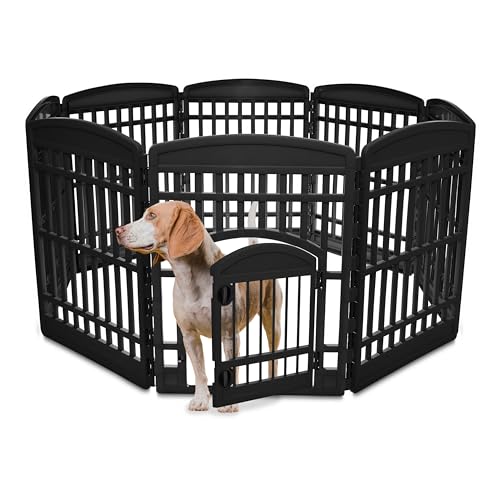 Iris Ohyama Welpenauslauf mit 8 Paneelen und abschließbarer Tür, H90cm, Schwarz, Katzengehege, Hundebox, Für Outdoor, Indoor, Welpenlaufstall, Hundezaun, Welpenzaun, Laufstall Hund, CI-908 Iris Ohyama Welpenauslauf mit 8 Paneelen und abschließbarer Tür, H90cm, Schwarz, Katzengehege, Hundebox, Für Outdoor, Indoor, Welpenlaufstall, Hundezaun, Welpenzaun, Laufstall Hund, CI-908 von Iris Ohyama