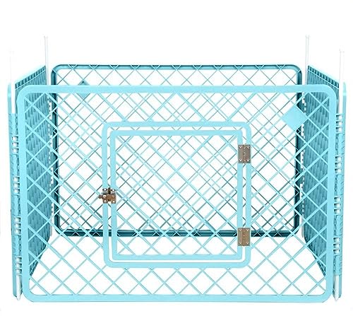 Iris Ohyama Welpenauslauf mit 4 Paneelen und abschließbarer Tür, H60cm, Blau, Katzengehege, Hundebox, Für Outdoor, Indoor, Welpenlaufstall, Hundezaun, Welpenzaun, Laufstall Hund, H-604 von Iris Ohyama