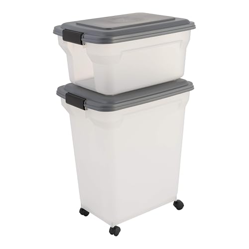 Iris Ohyama Hundefutter Aufbewahrung mit Rollen, 45L+20L, Grau, Luftdichte Futterbox, Trockenfutter, Futterbehälter, Für Hunde, Katzen, Tierfutterbehälter, Schaufel, BPA-frei, Futtertonne, ATS-C Iris Ohyama Hundefutter Aufbewahrung mit Rollen, 45L+20L, Grau, Luftdichte Futterbox, Trockenfutter, Futterbehälter, Für Hunde, Katzen, Tierfutterbehälter, Schaufel, BPA-frei, Futtertonne, ATS-C von Iris Ohyama