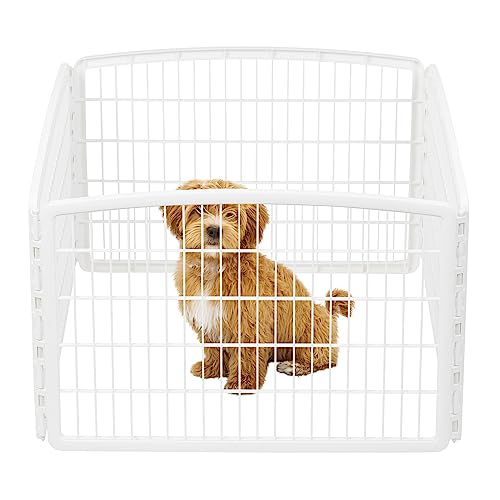 Iris USA Laufstall für Hunde, Laufgitter ohne Tür, 4 Paneele, 61 cm hoch, Weiß von Iris Ohyama