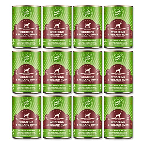 Irish Pure Premium Nassfutter für Hunde | 12x 390g | Weiderind | Vitamine | Getreidefrei | Sensitiv | mit Superfood Kelp-Alge | Nassfutter für alle Rassen von Irish Pure
