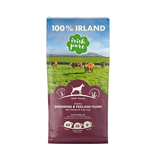 Irish Pure Trockenfutter Adult | 1,5kg | Weiderind & Freiland-Huhn mit Kelp-Alge | Hoher Fleischanteil | Getreidefrei | Sensitiv | Hundetrockenfutter | Hundefutter für alle Rassen von Irish Pure