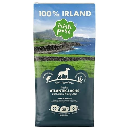 Irish Pure Hypoallergenes Trockenfutter Adult | 1,5kg | Atlantik-Lachs mit Kelp-Alge & Gemüse | Hoher Fleischanteil | Getreidefrei | Sensitiv | Hundetrockenfutter | Für alle Rassen von Irish Pure