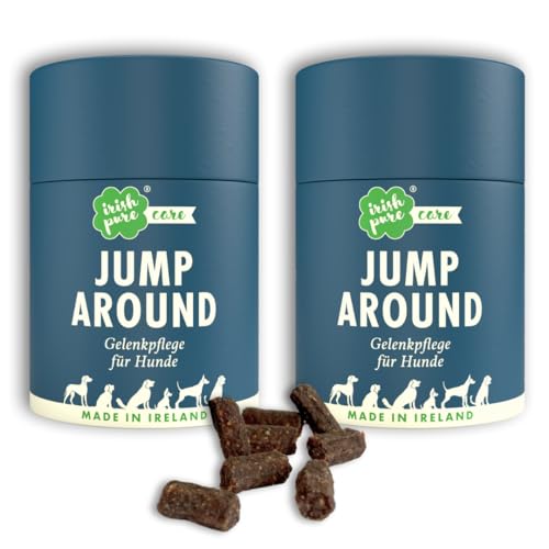 Irish Pure Jump Around Gelenk-Snacks für Hunde | 2 x 300g Dose | Leckerli statt Gelenktabletten | Unterstützt Knochen und Gelenke | Collagen-Booster | Starke Gelenke | 100% Natürlich von Irish Pure