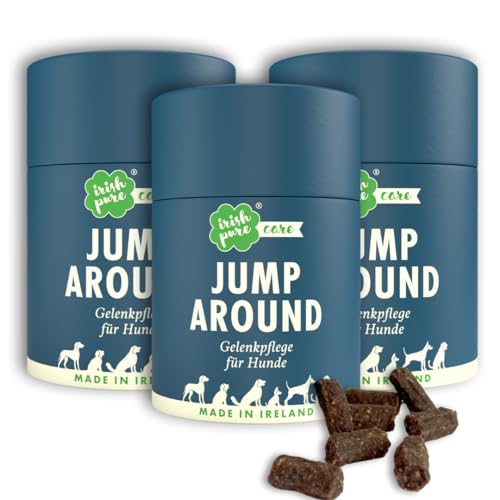 Irish Pure Jump Around Gelenk-Snacks für Hunde | 3 x 300g Dose | Leckerli statt Gelenktabletten | Unterstützt Knochen und Gelenke | Collagen-Booster | Starke Gelenke | 100% Natürlich von Irish Pure
